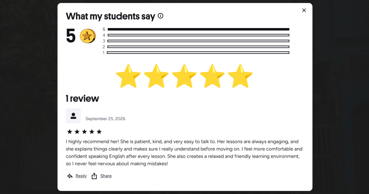 Review from M. from Japan